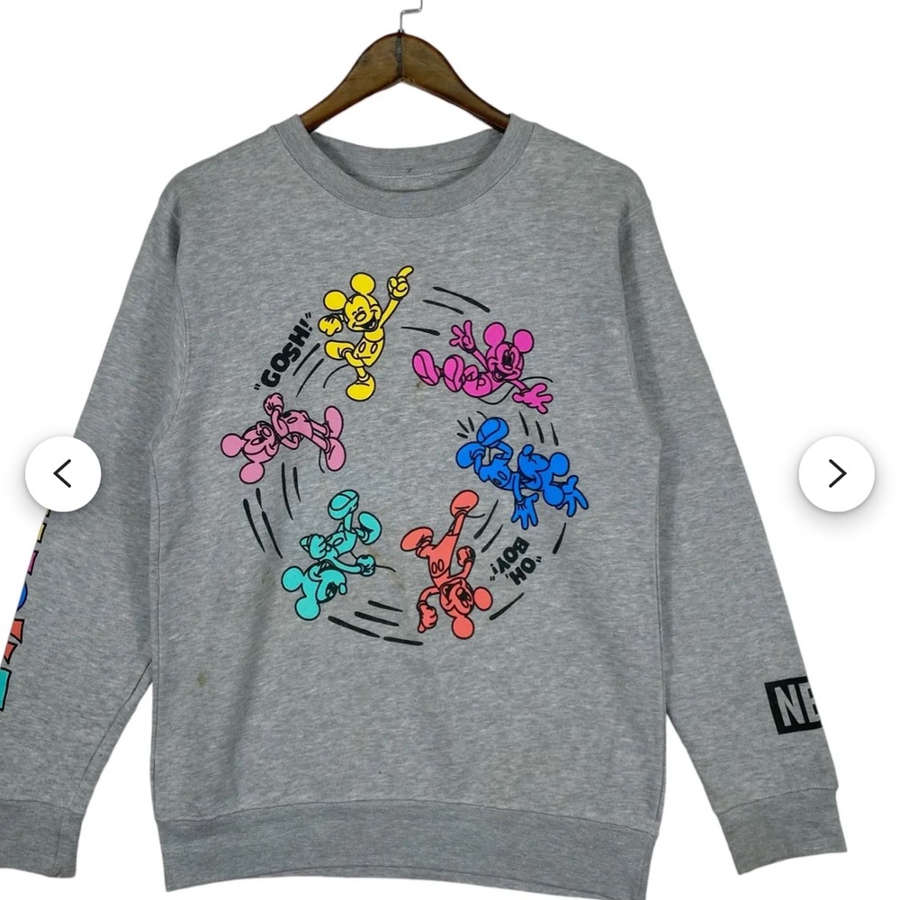 Disney Gray Crewneck Sweater with Colorful Characters
